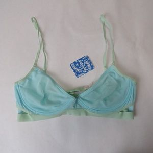 Free People Sheer Mesh Bra Blue Underwire